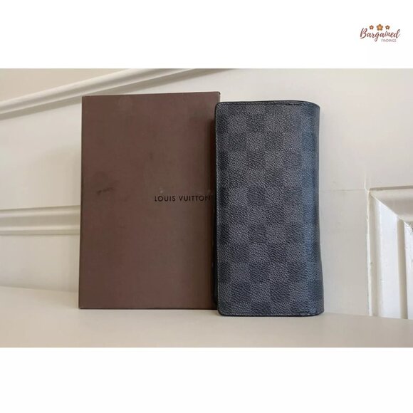 Authentic Louis Vuitton Damier Graphite Coated Canvas Leather Brazza Wallet 2008 - Picture 4 of 13